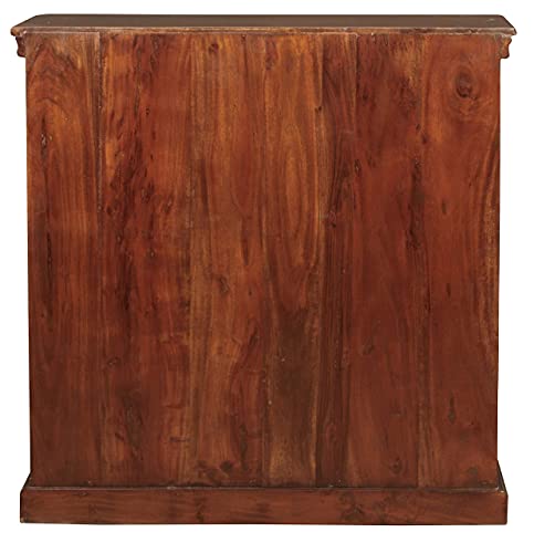 Image of NSH Solid Sheesham Wood Sideboard Storage Cabinet Unit with 2 Door and 2 Drawer Wooden Standard Multipurpose Furniture for Home Living Room Hall Office - (Honey Finish)