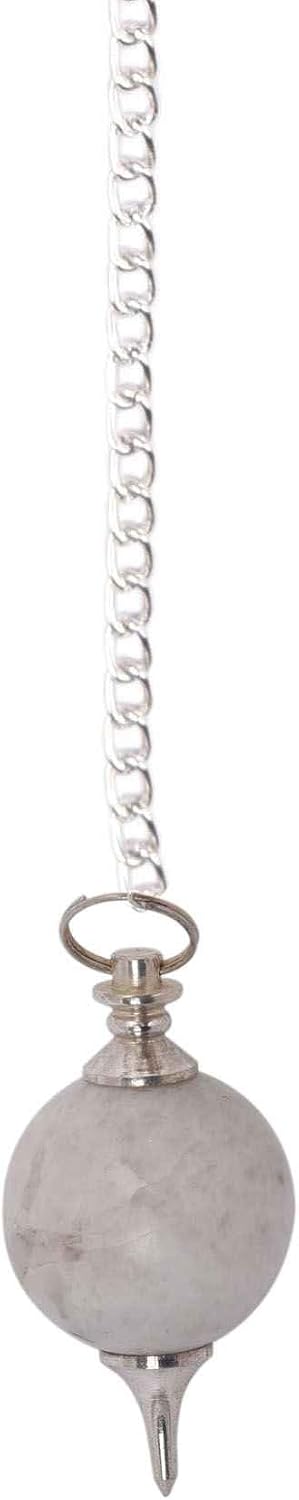Blessfull Healing Reiki Gemstone Moonstone Dowsing Point Stone Ball Pendulum with Long Chain