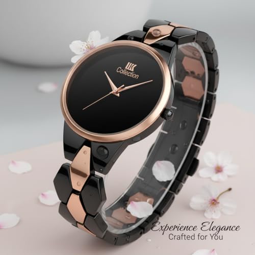 Image of IIK COLLECTION Watch for Women Round Dial |Analogue Quartz Movemnet Ladies Watch|Long Battery Life|Stainless Steel Adjustable Bracelet Chain Strap|Fancy Clasp Safety Watch for Woman