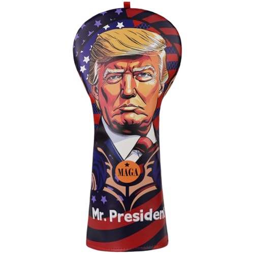 President Golf Head Covers Funny Driver Headcover Premium Leather Golf Club Covers for Club Protective Golf Gift Accessory for Man