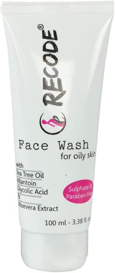 Recode Face Wash For Women & Men For Oily Skin with Tea Tree Oil ,Allantoin ,Glycolic Acid & Aloevera Extract, Sulphate & Paraben Free, Skin Care Products, Best Face Wash Men & Women, 100ml