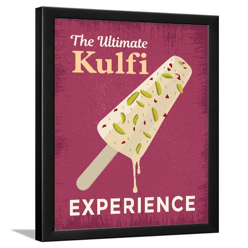 Image of Chaka Chaundh - kulfi wall art poster frame ice cream poster - Sweets Mithai shop and confectionery store wall art framed quotes decor item - Restaurant cafe food Deserts poster frame decoration items - 14 X 11 inches