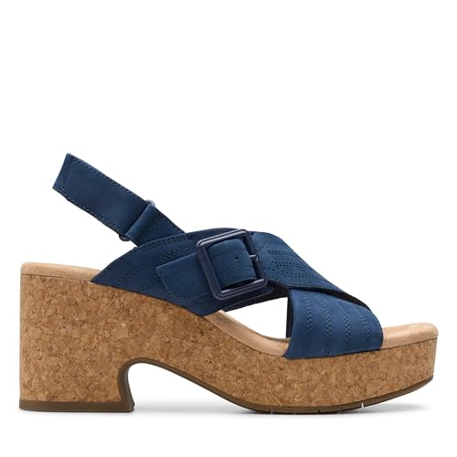 Image of Clarks Women Nerisa West Navy Nubuck 7.5 Wide