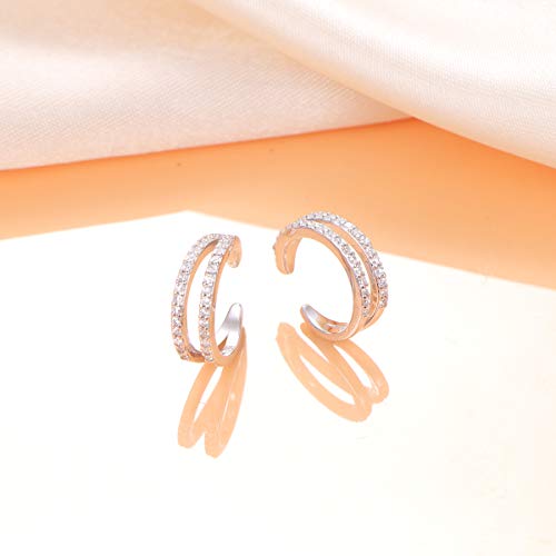 Birthday Gifts 925 Sterling Silver Ear Cuff Non Pierced Cuffs Hoop Huggie Earrings for Women Girls- Set of 24