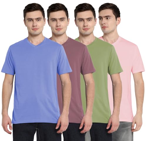 Image of Aventura Outfitters Men's V Neck 100% Cotton Regular Fit T-Shirt (Pack of 4)