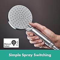 hansgrohe Vernis Blend - Duschsystem mit Thermostat, Regendusche (205 mm) mit Armatur, Handbrause (2 Strahlarten), Schlauch, Brausestange und runder Kopfbrause (1 Strahlart), Chrom, 26276000 – Ansicht 7