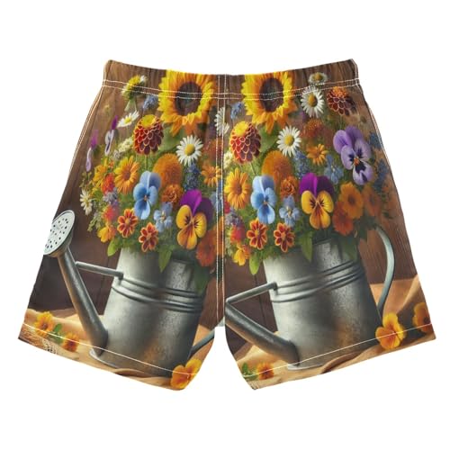 Flower Metal Pot Boys Swim Trunks Quick Dry Toddler Swimsuit Boy Board Shorts Swimwear Bathing Suits 4T2