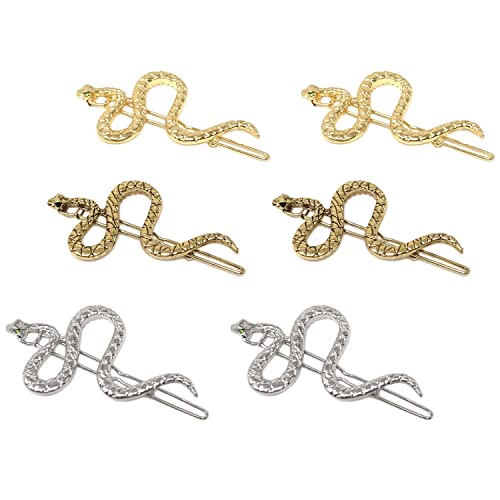 Honbay 6Pcs Alloy Snake Hair Clips Vintage Snake Pattern Hair Pins Decorative Hair Barrettes For Girls Women Ladies Hair Accessories (3 Color) #TOP7