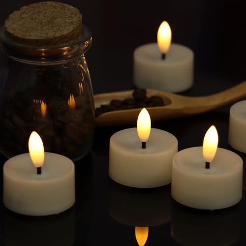 Image of Magiq 12 PCS Flameless LED Tea Lights Flickering White Battery Operated, Electric Fake Tealight Candles Long Lasting for Romantic Night Wedding Birthday Party Valentine's Day Christmas Home Decor
