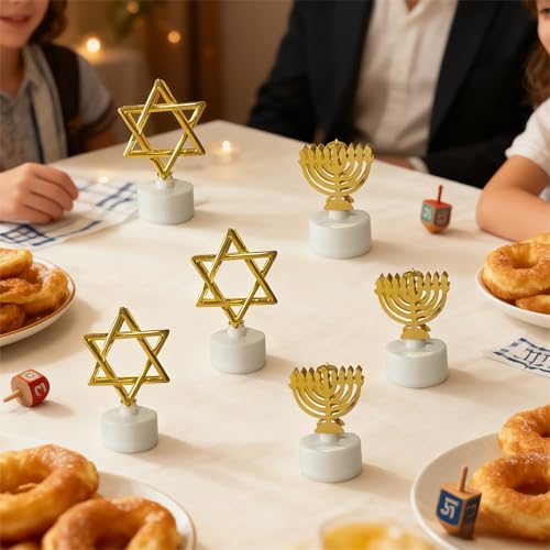 Velas LED doradas de Hanukkah sin llama ni manchas de cera 7
