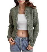 Verdusa Women's Zip Up Cardigan Sweaters Long Sleeve Rib Knit Outerwear Fall Outfits