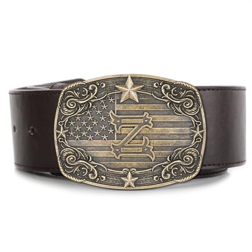 Absbolo Western Belt Buckle Men Initial Letter ABCDJRM to Z Rodeo Cowboy Belt Buckles for Women Z — view 4