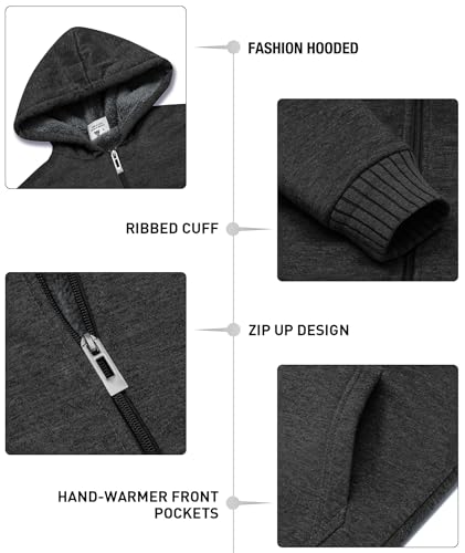 Image of GEEK LIGHTING Boys Sherpa Lined Hoodie Kids Fleece Sweatshirt Full Zip Hooded Jacket