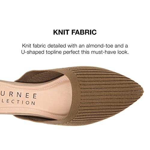 Image of Journee Flat Knit Mules for Women - Closed Pointed Toe Slip-On Shoe - Comfortable Aniee Slide