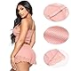 Satohom Damen Sexy Spitzen Pyjama-Set V-Ausschnitt Cami Top Schlafanzug Unterwäsche Trägerloser Sling Tanktop und Shorts, Crop Top und High Waist Stretchhose Babydoll Bodysuit Nachtwäsche für Frauen