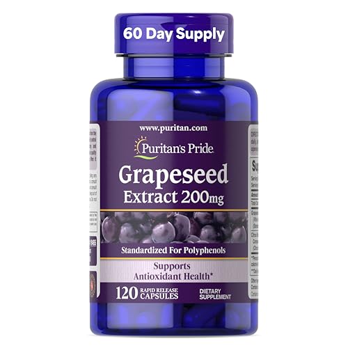 Puritan's Pride Grapeseed Extract 200mg, Dietary Supplement for Antioxidant and