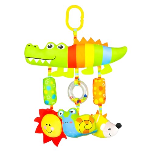 Image of SNOWIE SOFT Baby Toys for 6 to 12 Months Cartoon Alligator Snail Stuffed Stroller Toy with Squeaky Device, Colorful Sensory Toys Hanging Soothing Toy for Stroller, Crib New Norn Baby Gifts