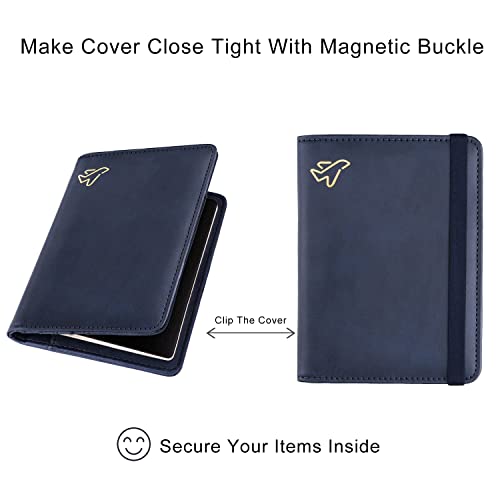 Image of WALNEW Passport Holder for Travel, RFID Passport Cover Wallet for Women Men, PU Leather Passport Book Card Holder Case with Pen, Travelling Essentials for Flying
