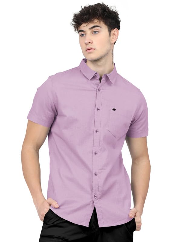 Image of BRUCEWANE Men's 100% Cotton Half Sleeve Shirt