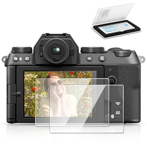 Image of JJC 2 Pack Camera Screen Protector Camera for Fujifilm X-S20, Ultra-Thin Anti-Fingerprint Anti-Scratch 9H Hardness 2.5D Rounded Edges Tempered Glass Protector