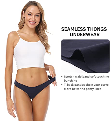 Wealurre Women's Microfiber Low Rise No Show Thong Pantie(B/W/A/Bl/Tu/Pi,S) #TOP2