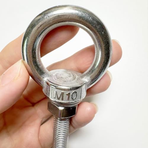 Image of Shoulder Eye Bolt, 2 PCS M10 Heavy Duty Lifting Ring 2 inch Threaded Eyebolt Lifting Ring Eye Bolts with Nuts and Flat Washers(Thread Length 50mm)