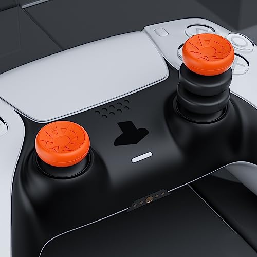 Image of PlayRealm NO FALLING OFF Thumbstick Extender & Silicone Grip Cover 2 Sets for PS5 & PS4 Controller (Turbo Orange)