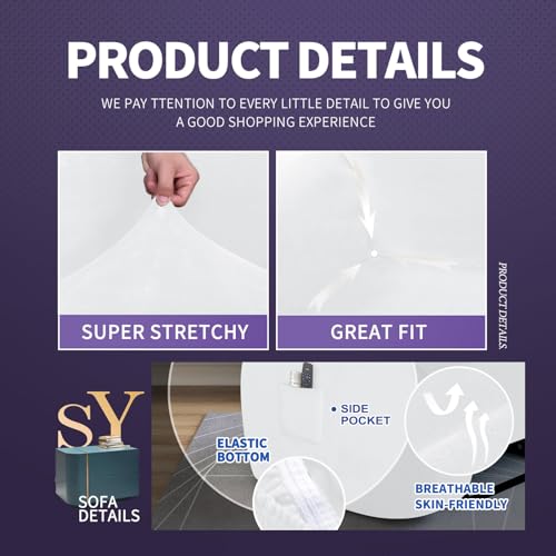Image of ZNSAYOTX Stretch Velvet Recliner Cover 4-Pieces, Thick Soft Recliner Chair Slipcover with Pocket, Non-Slip Elastic Bottom for Kids Pets, Luxury Plush Reclining Protector Comfy Washable (White)