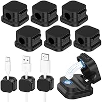 Oumida 6 Piezas Clips Magnéticos Adhesivos para Cables, Con