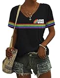 Be You Shirt Women Pride T Shirt Rainbow Graphic Shirts Letter Print Casual Short Sleeve Tees Tops(P8,XL)