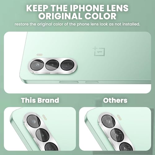 Image of ArmourPro Camera Lens Protectors for OnePlus Nord CE 6 Lite Tough HD Individual Aluminum Alloy Lens Ring Cover, Scratch Resistant, Full Lens Cover| Silver