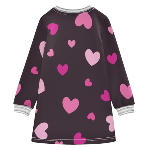 Girls Dresses Long Sleeve Dress Toddler Girl Skater Dress 2T-8Y Pink Hearts Black2