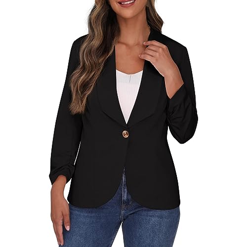 Manteau en peau d'agneau et vestes de bureau pour femme, vêtement mi-saison chic à poches