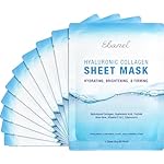Ebanel 10 Pack Collagen Face Mask with Hyaluronic Acid, Vitamin C, Peptide, Aloe, Instant Brightening Hydrating Face Masks Skincare Korean Sheet Mask, Skin Firming, Lifting Anti Aging Facial Masks