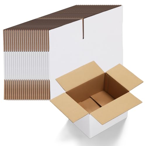 Image of HORLIMER 8x6x4 Shipping Boxes Set of 40, White Corrugated Cardboard Mailer Box for Packing Small Business