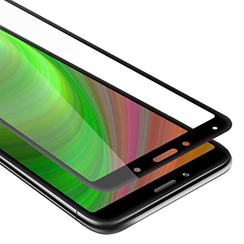 Cadorabo Vidrio templado cobertura completa compatible con Xiaomi RedMi 7A en TRANSPARENTE con NEGRO - Vidrio protector de pantalla en dureza 9H con compatibilidad touch 3D