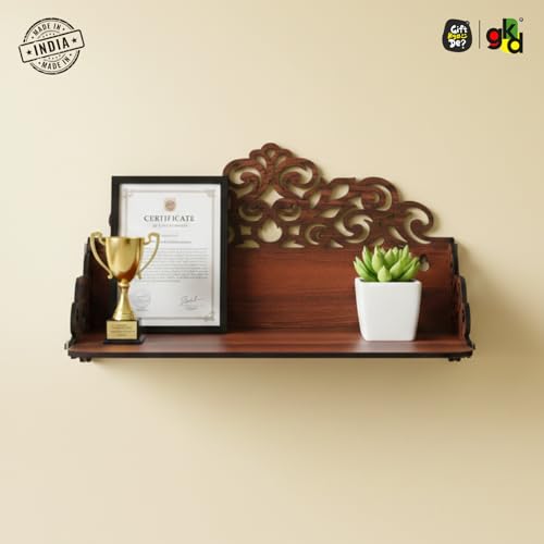 Image of Gift Kya De Wall Shelf for Living Room | Designer Wall Mounted Shelf for Home Decor, Books, Showpieces & TV Accessories | GKD Strong & Stylish Wall Rack | Made in India