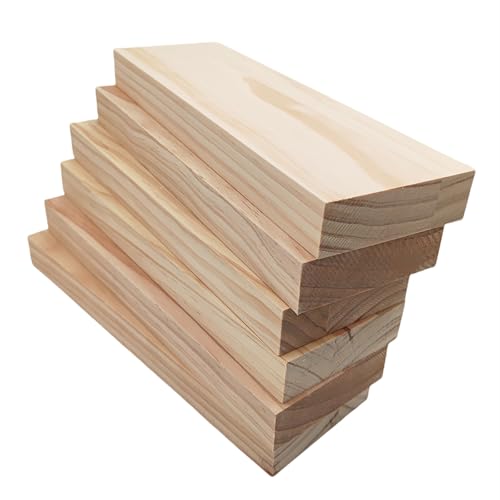 6 piezas de tablas de madera rectangulares en bruto, bloques de madera sin terminar, 25x8x2,5 cm, bloques de madera en blanco para tallar, pintar y quemar