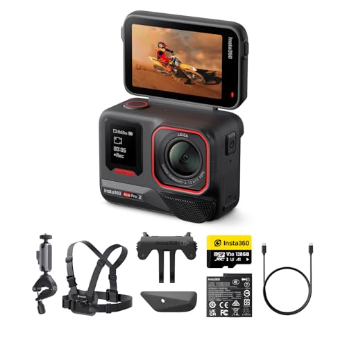 Insta360 Ace Pro 2 Pack Bici - Action Cam Impermeabile in 8K co-ingegnerizzata con Leica, sensore 1/1.3", doppio chip IA, superba in bassa luce, audio superiore.
