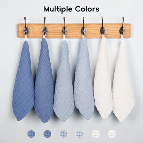 Image of Unnivoll Muslin Burp Cloths Baby 12''X12'', Baby Washcloths 6 Pack, 100% Cotton Baby Wash Cloths Absorbent and Soft for Newborn Infants Kids Boys Girls - Gradient Blue