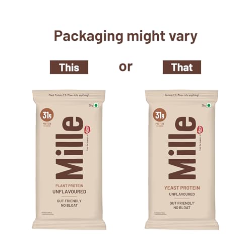 Image of Mille Plant Protein Powder | 31g Protein /Scoop - Unflavoured | Made with Fermented Yeast Protein | No Bloat Vegan Heat-Stable | Has All 9 Essential Amino Acids | Mixes into Any Dish | 38g Trial Pack