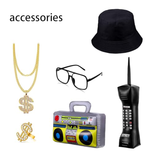 Disfraz infantil 80s 90s Hip Hop para niñas 8 piezas miniatura 3