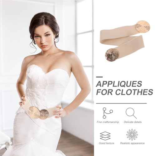 Women'S Stretchy Belt For Dress Jumpsuit Dress Band Vintage Elastic Wide Waist Belt Waistband Beige4