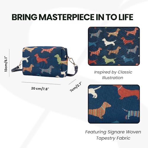Signare Tapestry Small Crossbody Bag for Women Pouch Bag with Dachshund Design (HPBG-DACH)3