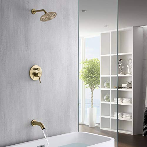 Sumerain S3230BGI Shower And Tub Faucet Set Brushed Gold Rain Shower Faucet thumb #2