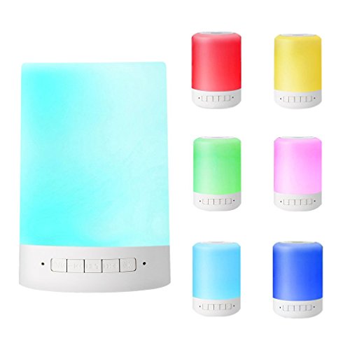 greenskon LED Portable Lampe de chevet table Haut-parleur 5 W Bluetooth Multicolore stéréo MP3 adapté pour la maison bureau chambre Camping etc.