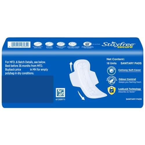 Image of STAYFREE best Secure Cottony Soft Regular Sanitary Pad Sanitary 18 Pads Each (Pack of 4)