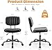 Sweetcrispy Small Office Desk Chair - Armless PU Leather with Comfy Lumbar Support, Height Adjustable Rolling Swivel Task for No Arms, for Adult, Student, Bedroom, Home, Vanity, Black