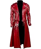 Mens full length trench coat men - Red Long Coat Men Cosplay Costumes - Men's Halloween Costume - XS