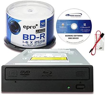 Pioneer BDR-212V 16X Blu-ray DVD CD Internal Burner Drive Bundle with 6X 25GB AZO LTH BD-R 50 Discs + Software + Cable + Mounting Screws